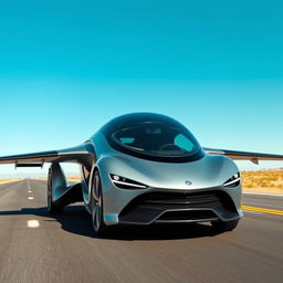 A unique hybrid vehicle that blends the design of an airplane and a car