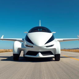 A unique hybrid vehicle that blends the design of an airplane and a car