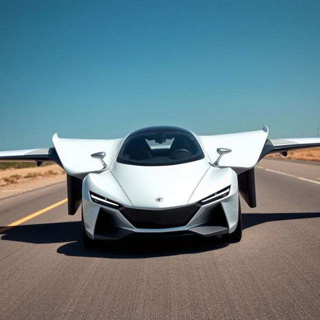 A unique hybrid vehicle that blends the design of an airplane and a car