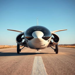 A unique hybrid vehicle that blends the design of an airplane and a car