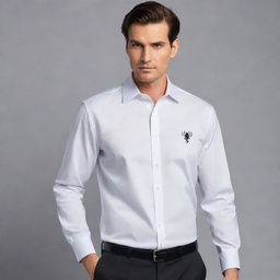 Design a sophisticated and stylish collared shirt featuring a unique scorpion motif.