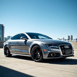 An Audi A7 car equipped with 21-inch Audi Q7-style rims, showcased in an urban environment