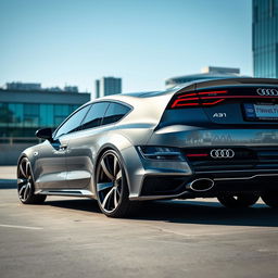 An Audi A7 car equipped with 21-inch Audi Q7-style rims, showcased in an urban environment