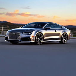 A 2016 Audi A7 with sleek 21-inch 7 double-spoke rims, captured in a vibrant setting