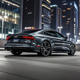 A 2016 Audi A7 with stylish 21-inch wheels featuring 7 double spokes, set against a sleek urban backdrop