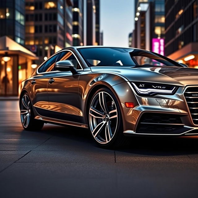 A 2016 Audi A7 with stylish 21-inch wheels featuring 7 double spokes, set against a sleek urban backdrop