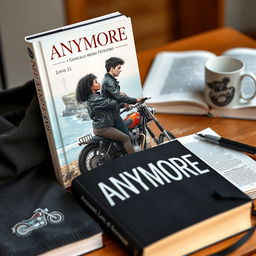 Book cover design featuring the title 'ANYMORE' at the top with a line beneath 'MORE'