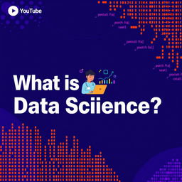 A vibrant and eye-catching YouTube thumbnail for a video about 'What is Data Science'