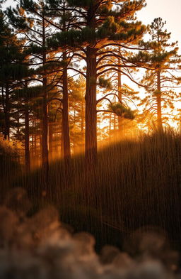 A serene and breathtaking depiction of nature's awe-inspiring beauty, capturing the essence of a veil of ashes gracefully draping over a lush forest landscape