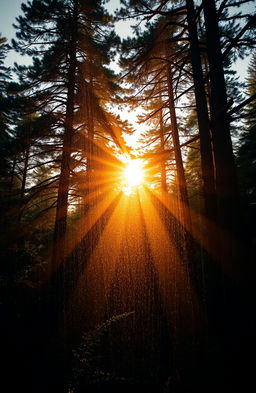 A serene and breathtaking depiction of nature's awe-inspiring beauty, capturing the essence of a veil of ashes gracefully draping over a lush forest landscape