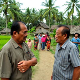 A picturesque small village scene in Cianjur, Indonesia, set in the year 2009