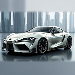 A futuristic concept design of the Toyota Supra MK6, incorporating sleek aerodynamic features and cutting-edge technology