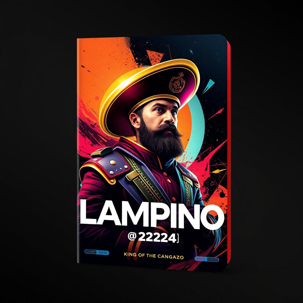 A modern 2024-style folder design themed around "Lampião, King of the Cangaço," embodying a blend of contemporary and traditional elements