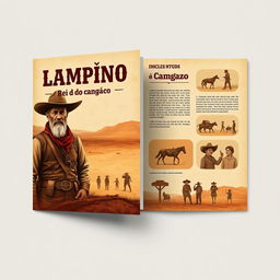 Folder design with the theme 'Lampião, King of Cangaço'