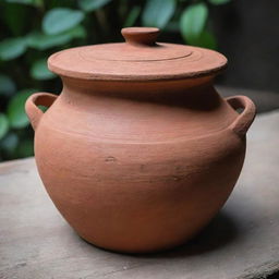 An Indonesian traditional cooking pot named Joko Kendil made from clay, with rustic aesthetics and evoking cultural authenticity.