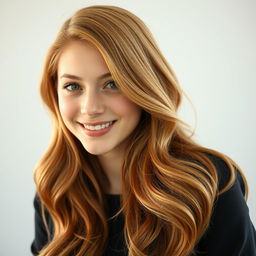 a young 18-year-old woman with stunning copper-blonde hair