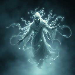 Spectral figure resembling a wraith from Dungeons & Dragons, embodying musical energy and shadow