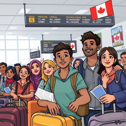 A realistic scene illustrating the migration journey from Honduras to Canada