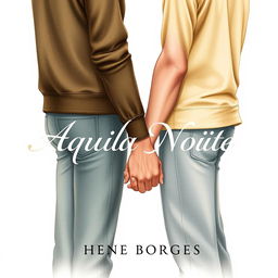 A very realistic drawing of two young men holding hands, one with blonde hair and the other with brown hair