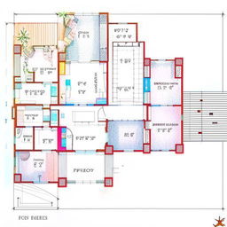 A detailed house blueprint featuring efficient use of a 30 by 12 feet plot. The plan should include distinct sections for living areas, kitchen, bathrooms, and bedrooms, optimally designed to maximize space utilization.