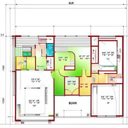 A detailed house blueprint featuring efficient use of a 30 by 12 feet plot. The plan should include distinct sections for living areas, kitchen, bathrooms, and bedrooms, optimally designed to maximize space utilization.