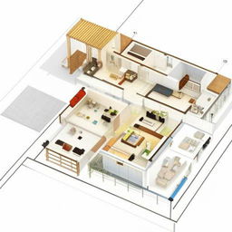 A detailed house blueprint featuring efficient use of a 30 by 12 feet plot. The plan should include distinct sections for living areas, kitchen, bathrooms, and bedrooms, optimally designed to maximize space utilization.