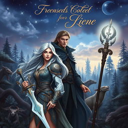 A captivating fantasy novel cover featuring a heroine and hero