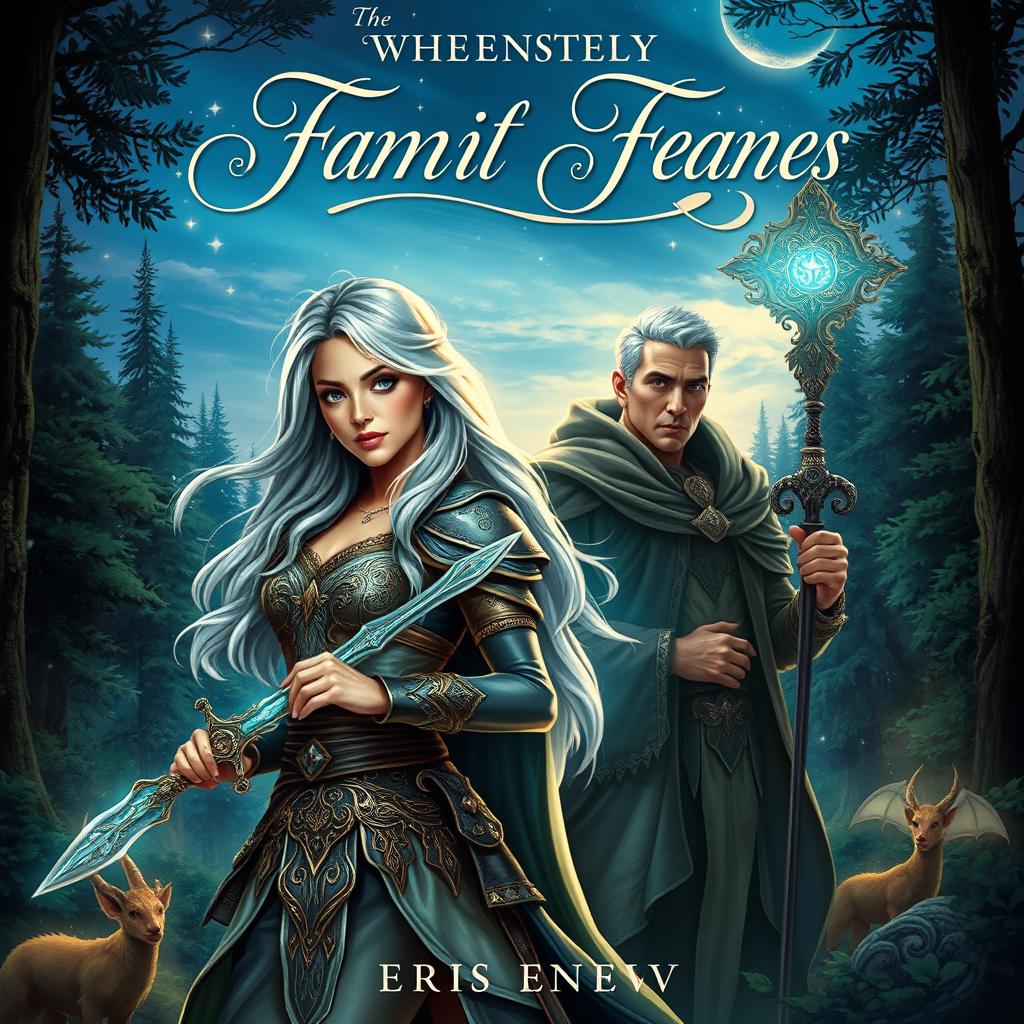 A captivating fantasy novel cover featuring a heroine and hero