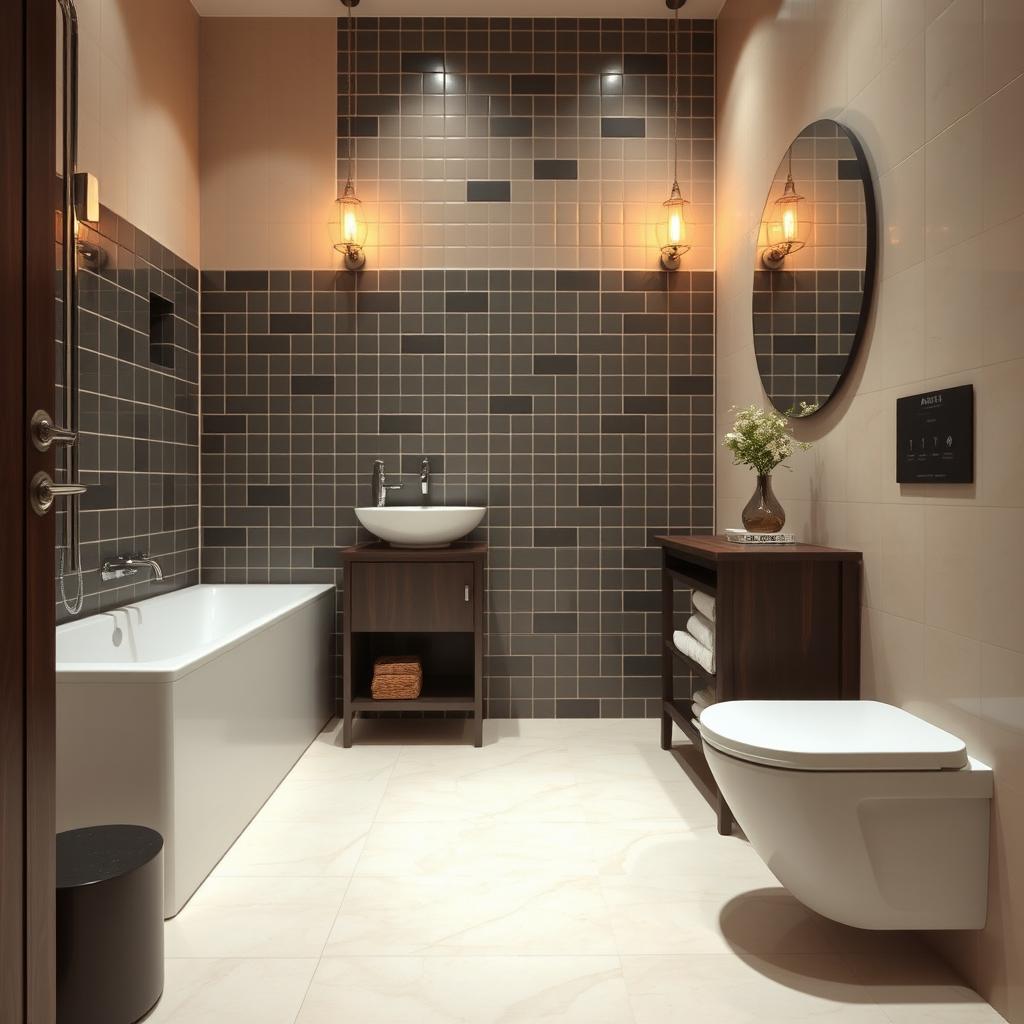 A small sophisticated bathroom with dimensions of 3 meters by 1