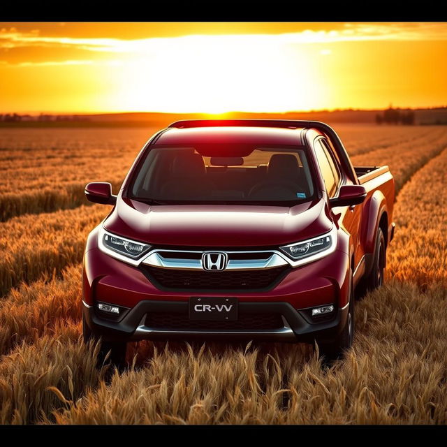 A Honda CR-V 2nd generation imaginatively transformed into a pickup truck, featuring its signature front design but with an open bed at the back