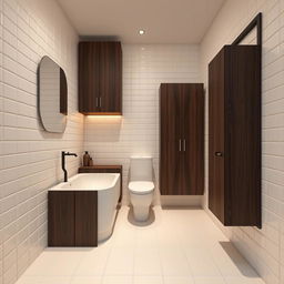 A compact urban-style bathroom with dimensions of 3 meters by 1