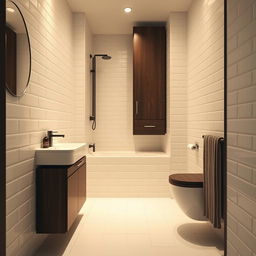 A compact urban-style bathroom with dimensions of 3 meters by 1