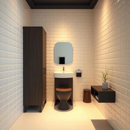 A compact urban-style bathroom with dimensions of 3 meters by 1