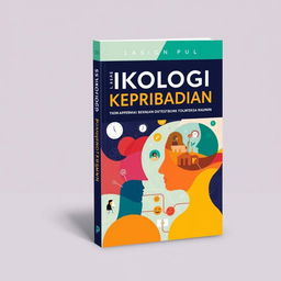 A textbook cover design for "Psikologi Kepribadian" featuring abstract artistic depictions of various human emotions and personalities