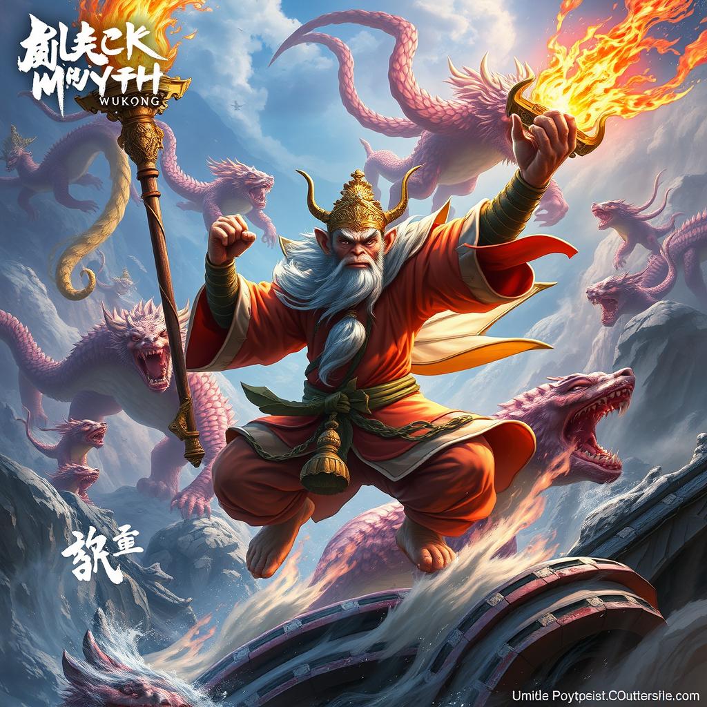 A breathtaking and epic scene from the Black Myth: Wukong universe, featuring the legendary Monkey King in all his glory