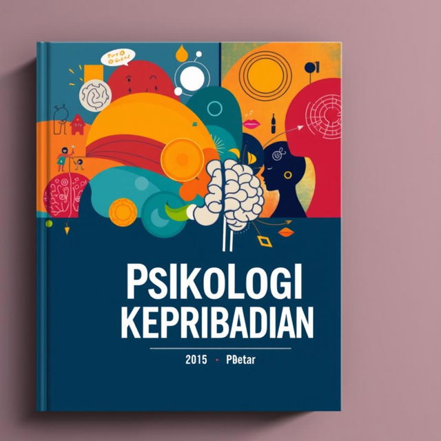 A textbook cover design for "Psikologi Kepribadian" featuring abstract artistic depictions of various human emotions and personalities