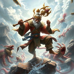 A breathtaking and epic scene from the Black Myth: Wukong universe, featuring the legendary Monkey King in all his glory