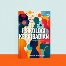 A textbook cover design for "Psikologi Kepribadian" featuring abstract artistic depictions of various human emotions and personalities