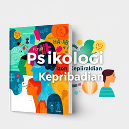 A textbook cover design for "Psikologi Kepribadian" featuring abstract artistic depictions of various human emotions and personalities