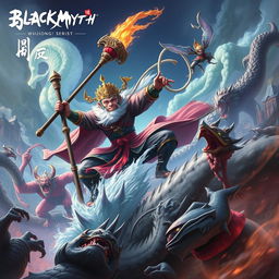 A breathtaking and epic scene from the Black Myth: Wukong universe, featuring the legendary Monkey King in all his glory