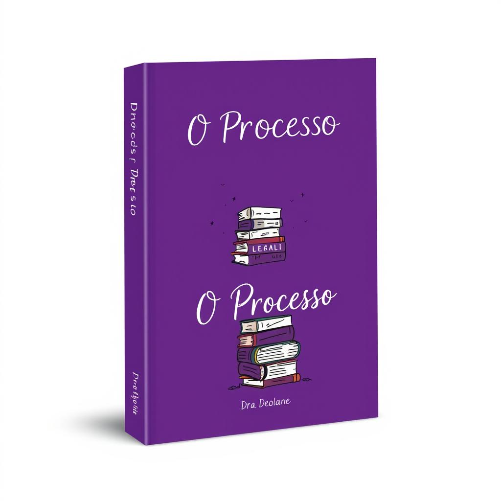 A book cover design in a striking purple hue titled "O Processo" by Dra