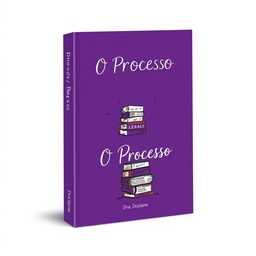 A book cover design in a striking purple hue titled "O Processo" by Dra