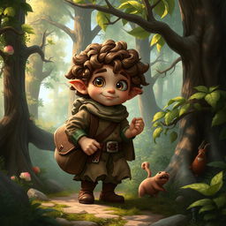 A merchant halfling exploring an enchanting forest