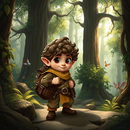 A merchant halfling exploring an enchanting forest