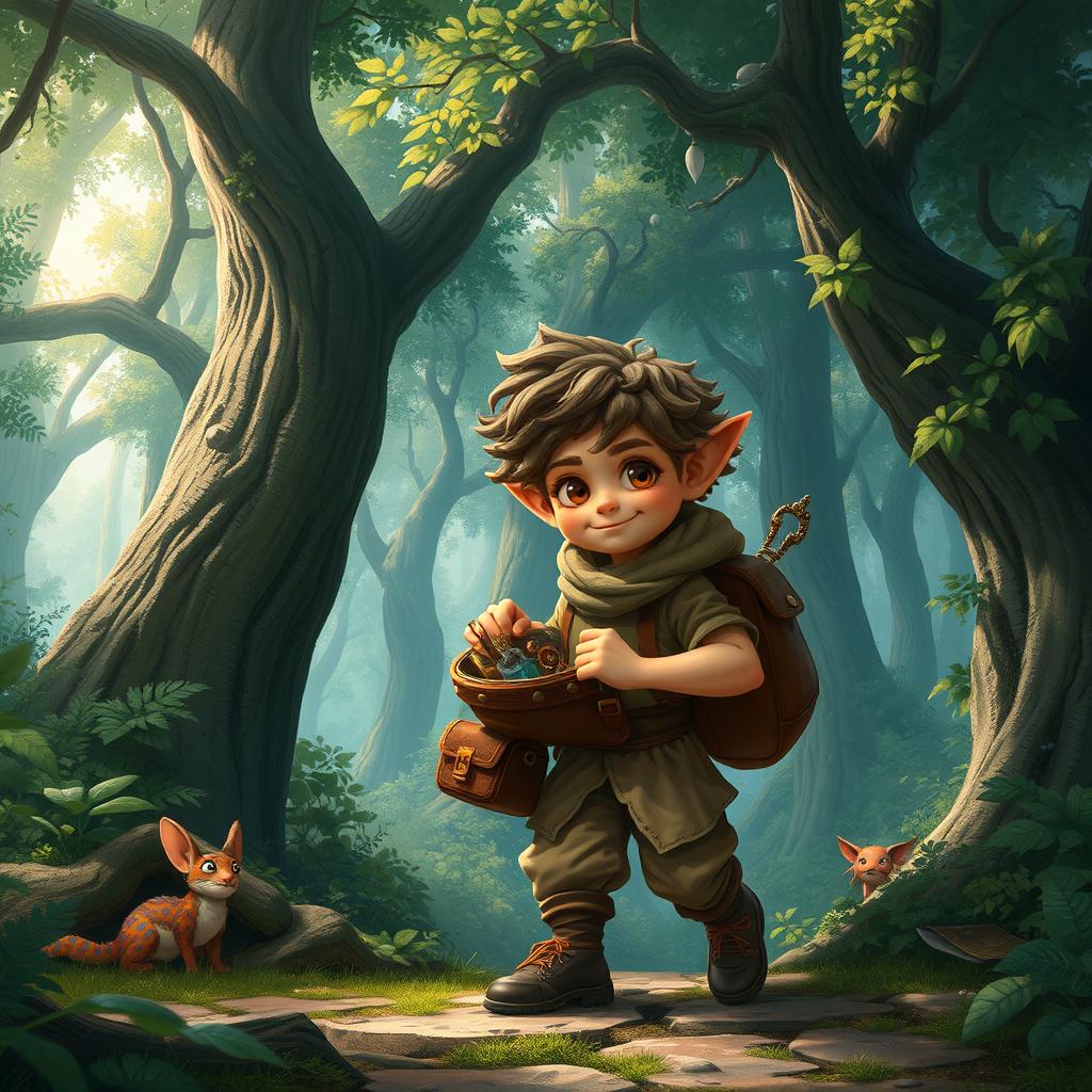 A merchant halfling exploring an enchanting forest