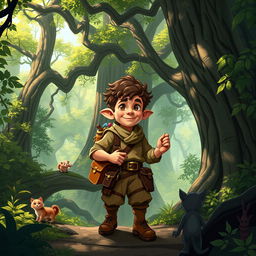 A merchant halfling named Chilchuck navigating an enchanting forest