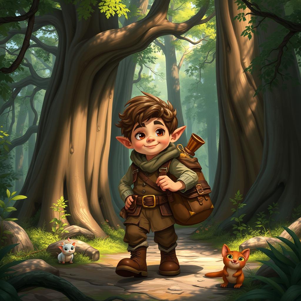 A merchant halfling named Chilchuck navigating an enchanting forest