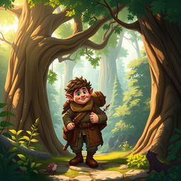 A merchant halfling named Chilchuck navigating an enchanting forest