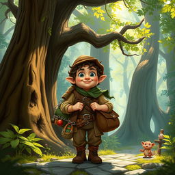 A merchant halfling named Chilchuck navigating an enchanting forest