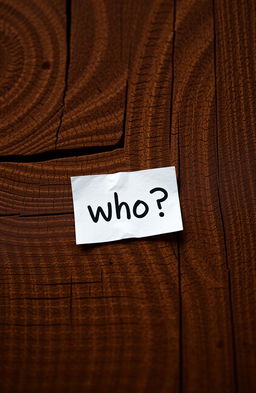 A close-up view of a rustic wooden background with a small, slightly crumpled note placed on it